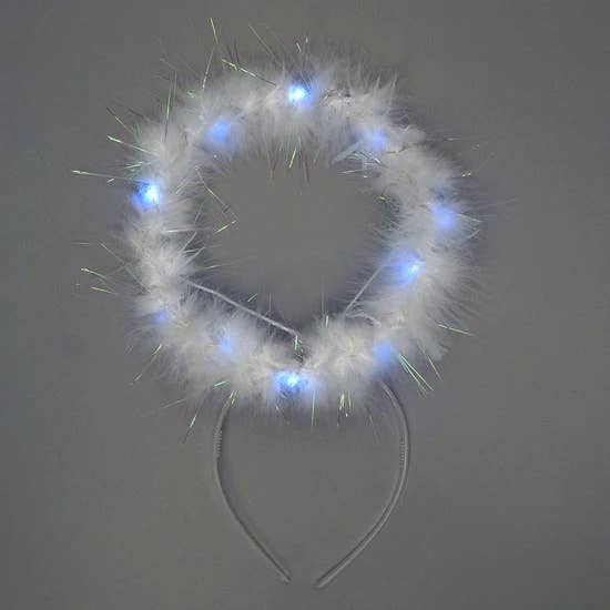 Zucker Feather Products - Wholesale Costume - Women's - Marabou Feather Halo W/LED Lights White W/Opal Lurex