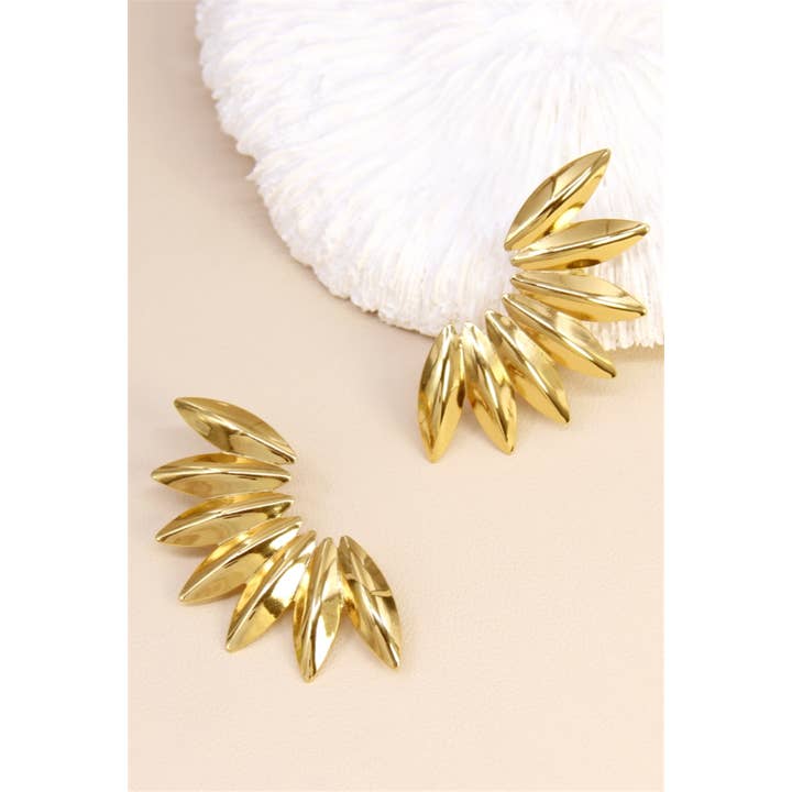 dorato Orecchini Foglie Stilizzate in Acciaio Inossidabile in vendita all'ingrosso su Faire1