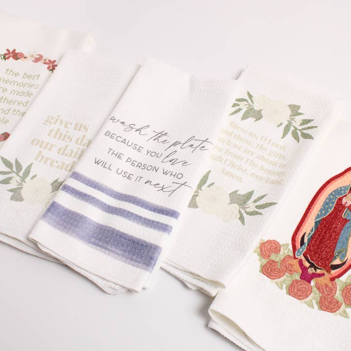 Sketch + Sentiment - Wholesale Tea Towel - Wash the Plate Tea Towel, Mother Teresa Quote Catholic Decor
