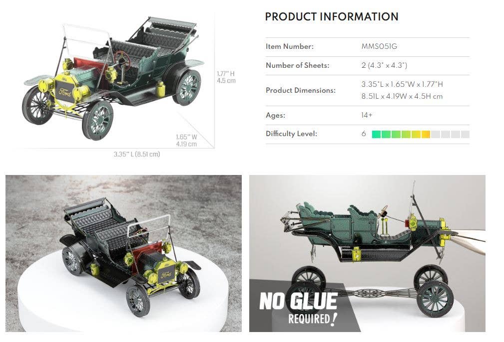 Metal Earth - Wholesale DIY Craft Kit - 1908 Ford Model T vehicle - Dark Green1