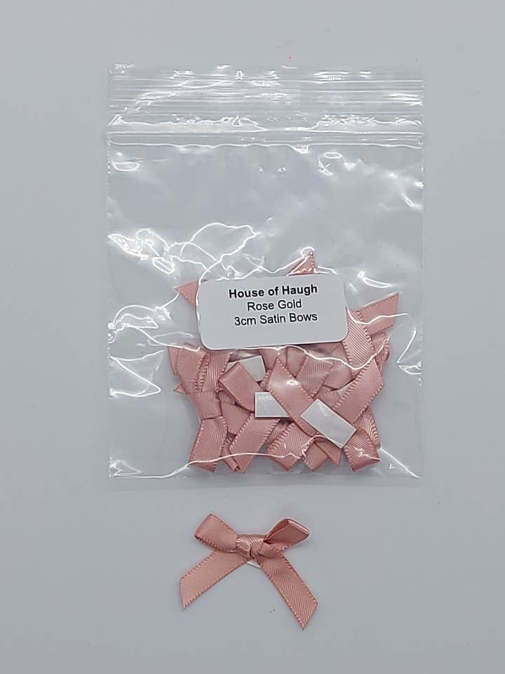 Nœuds en satin doré rose 10 x 3 cm pour la vente par House of Haugh Craft Supplies