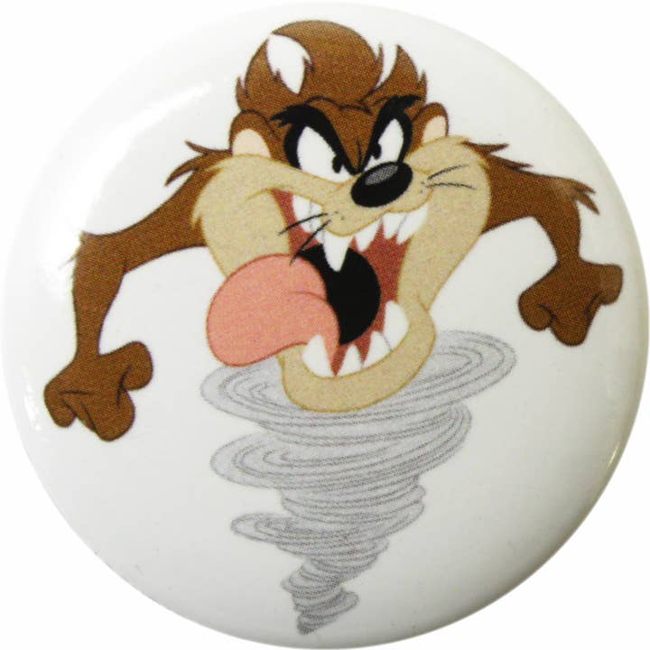 Square Deal Recordings & Supplies – wholesale Nål och knapp för kavajslag – Knapp - 1,25 tum - Looney Tunes - Tazmanian Devil