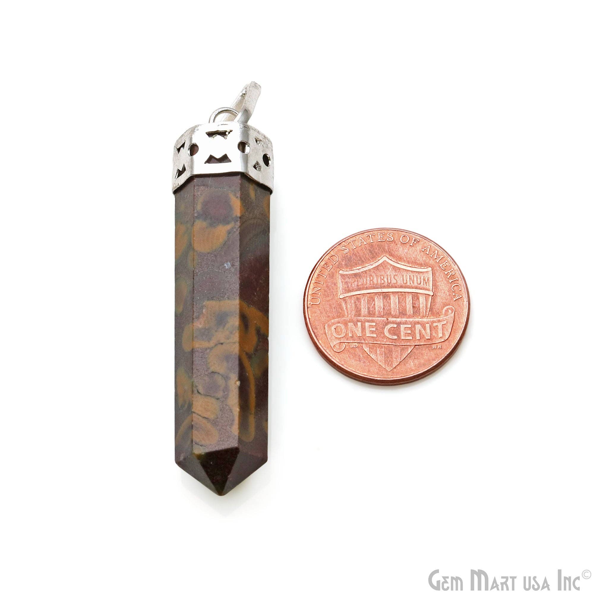 GemMartUSA – wholesale Pendant/charm necklace – DIY Healing Gemstone Silver Pencil Point Ornate Pendant 1pc35