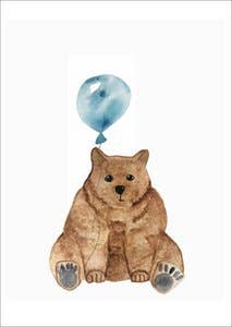 Wander by Elise - Vente Carte de vœux classique - Carte postale - Ballon bleu ours0