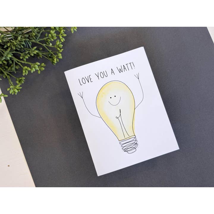 Love You A Watt Pun Card for wholesale by Meg Huff Photography & Art