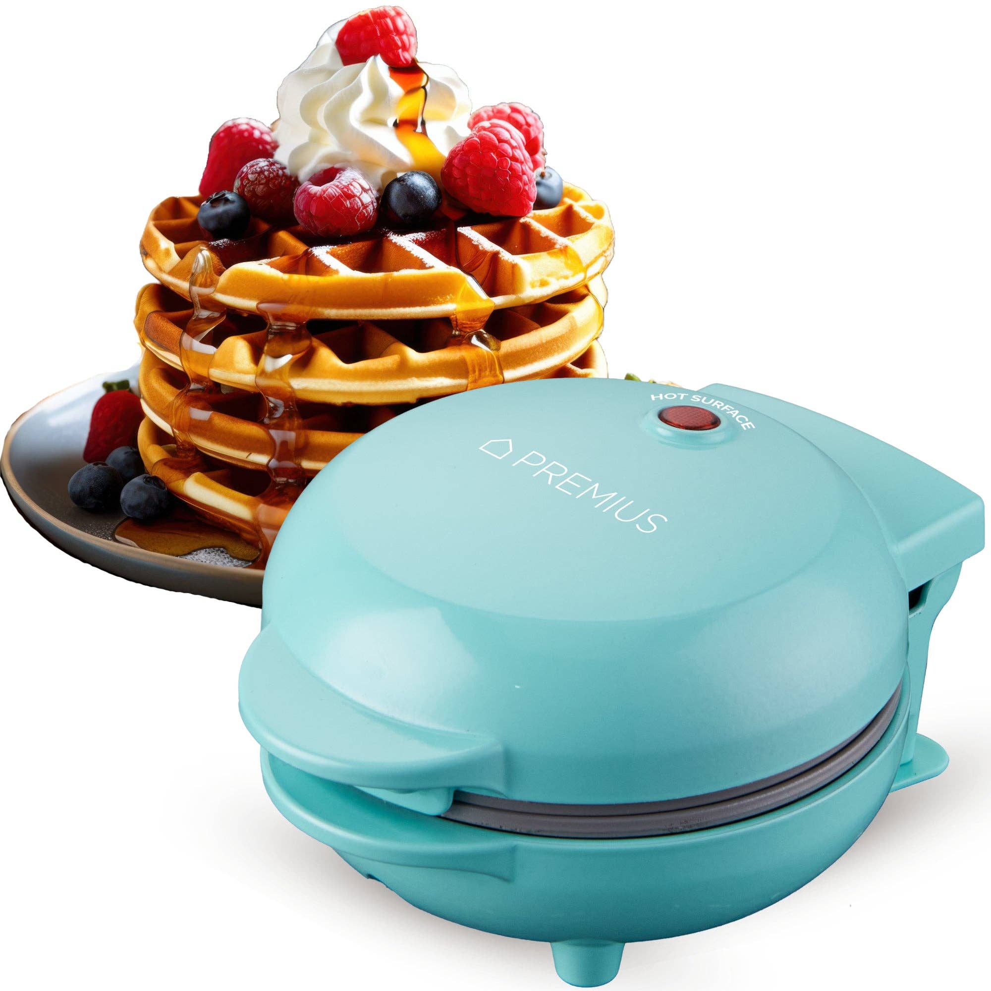 ShopBobbys - Wholesale Kitchen Appliance - PREMIUS Ceramic Non-Stick Mini Snack Waffle Maker, 4 Inch Mold1