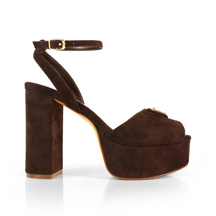 CHELSIA-1 ROUND OPEN ANKLE STRAP W/CHUNCKY HEEL CHOCOLATE for wholesale on Faire5