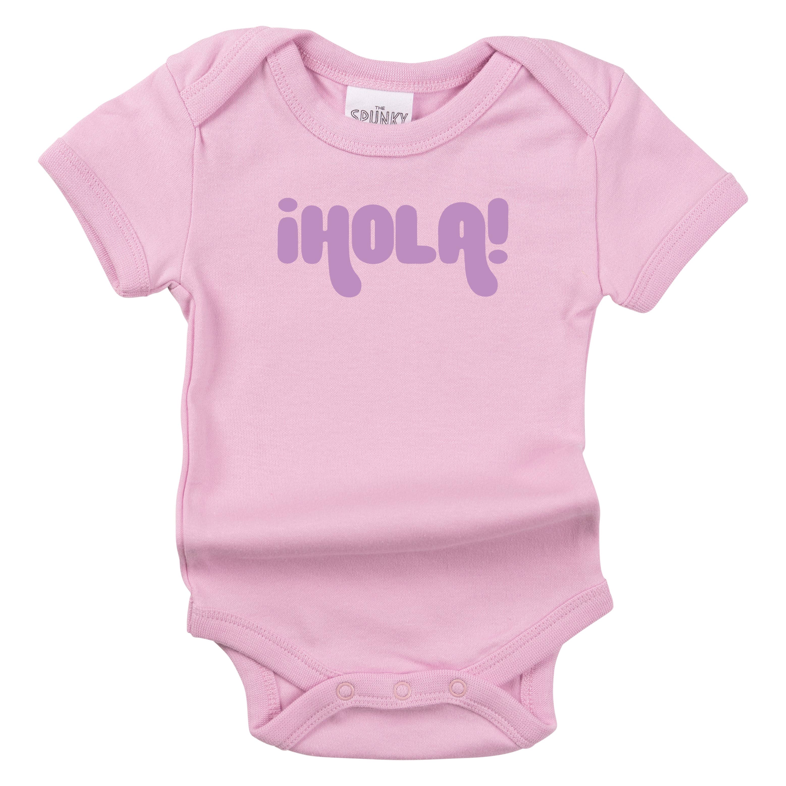 Spunky Stork - Venta al por mayor Camiseta serigrafiada - Bebé - Body orgánico en español Hola Hello para bebé recién nacido2