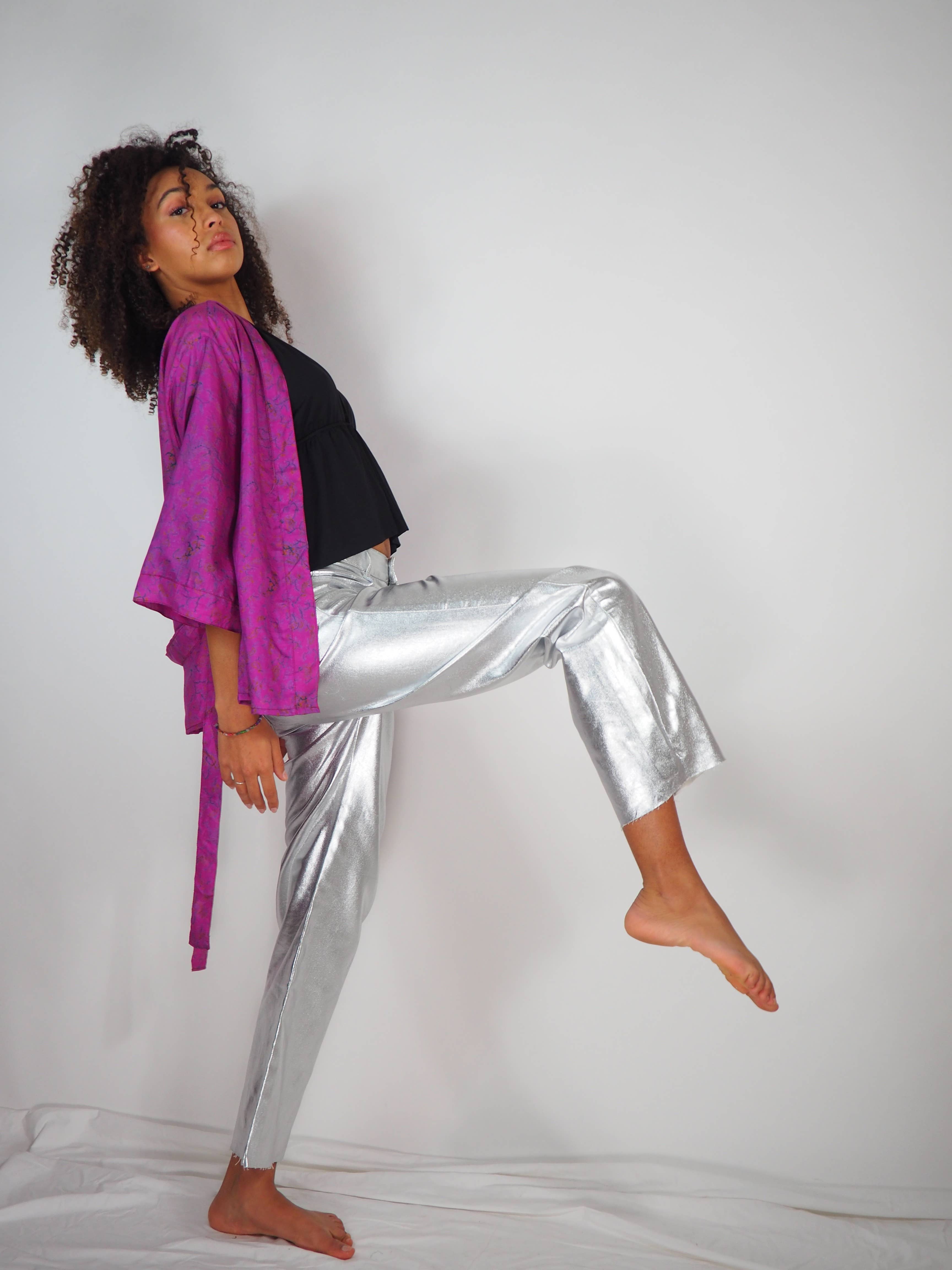 Vagabond Ibiza - Wholesale Kimono - Women's - The Kardash Kimono Short – Up-cycled Vintage Sari Kimono 45