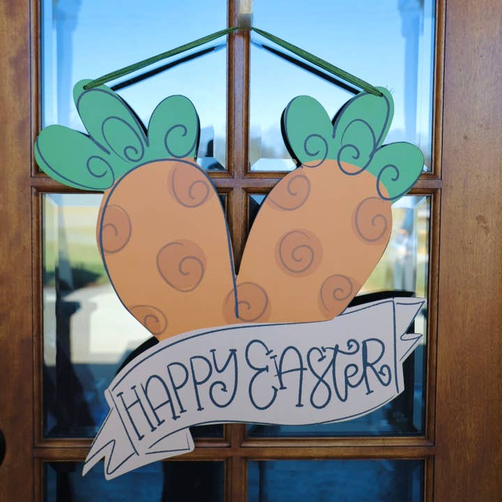 Happy Easter Carrots Doorhanger for wholesale by Doodles By Rebekah