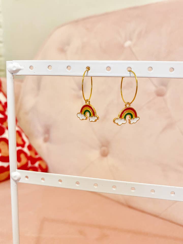 Rainbow Charm Hoops for wholesale by M. Patricia’s Polymer