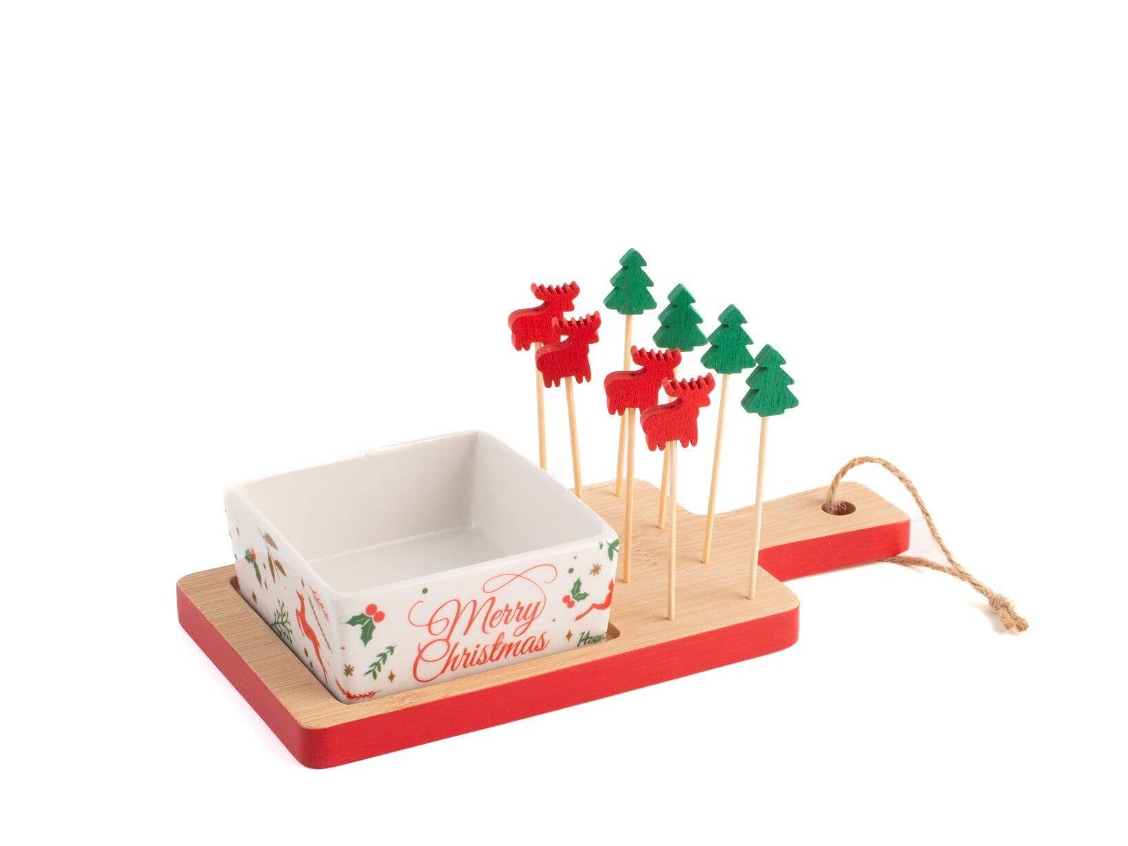 H&H - Wholesale Appetizer Serveware - Christmas Bowl for Appetizer with Skewers0