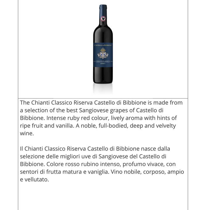 Metina SAS - Wholesale Red Wine - Chianti Classico Reserve DOCG Castello di Bibbione2