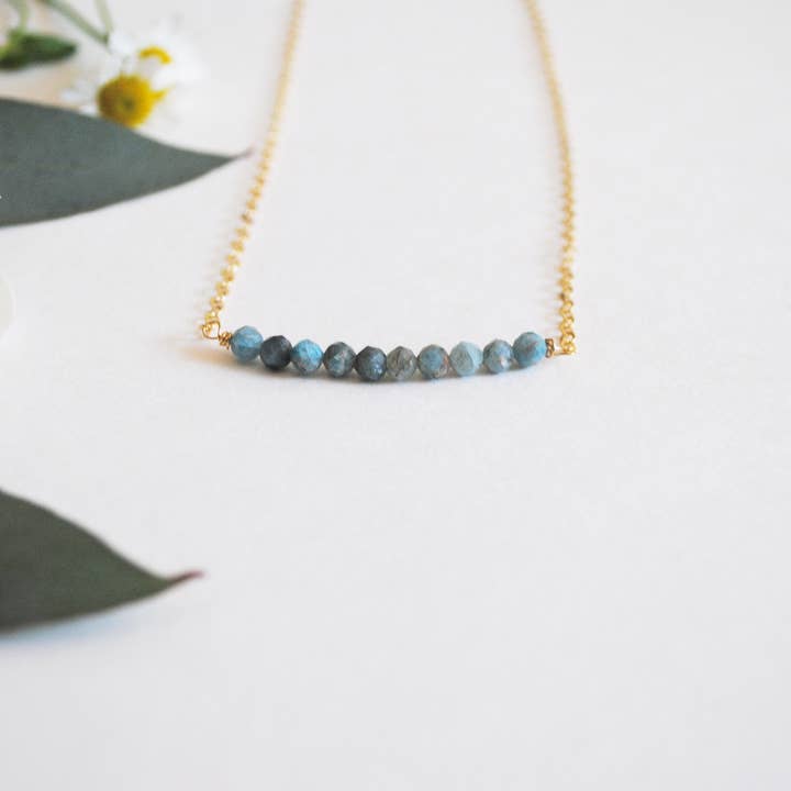 Rå blå Apatite Bar halsband Sterling Silver guld fyllning för wholesale av Seaflowerjewelry