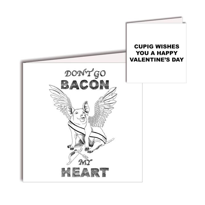 Don't Go Bacon My Heart Holiday Card-Text Inside for wholesale by All4Pun
