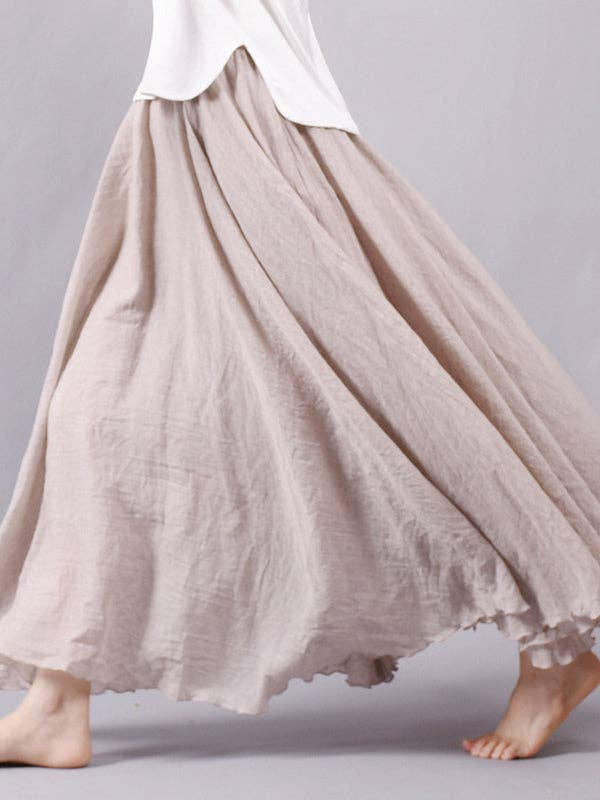 StyleGalX - Vente Jupe – femme - Jupes décontractées trapèze de couleur unie à taille élastique15