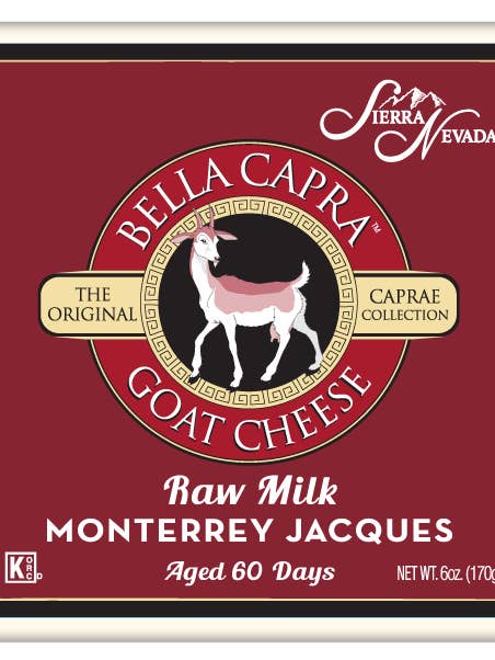 Bella Capra Raw Milk Monterrey Jacques 12/6oz squares for wholesale by Sierra Nevada Cheese Company