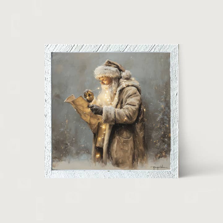 Santa Reading his list with Christmas Lights for wholesale by ginger blue