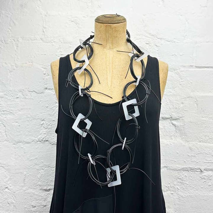 SQUARE SHAPES Statement Necklace Architectural design for wholesale by Frank Ideas