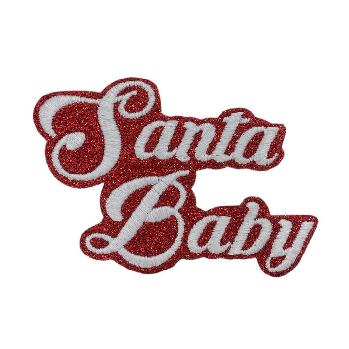Santa Baby, Roter Glitzer, Weihnachts-Bügelpatch für den Großhandel von Wholesale Applique