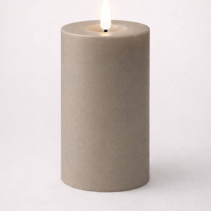 GLO & NEST - Wholesale Flameless Candle - GLO & NEST LED Pillar Candle 15cm – Warm Stone