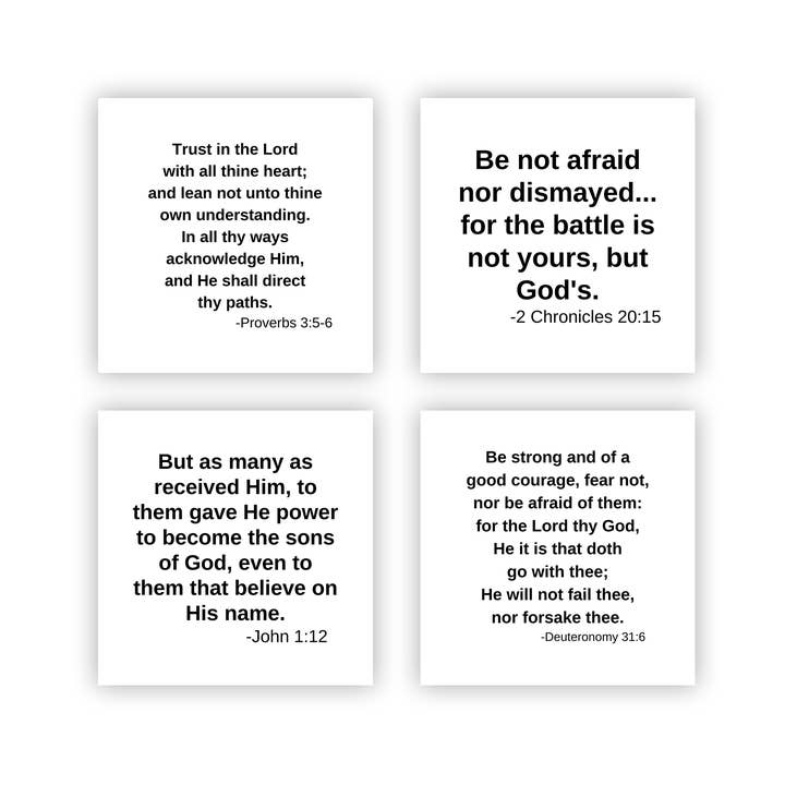 Carlson Homestead Quilting - Wholesale Fabric - KJV Bible Verse Precut Quilt Squares – Set of 26 | Fabric Charm Pack on White Cotton6