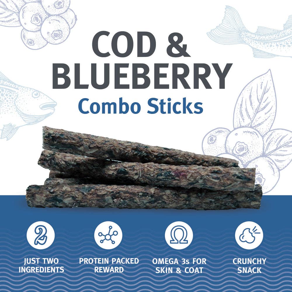 Icelandic+ - Wholesale Pet Treats - Dog - Cod & Blueberry Combo Sticks For Dogs2