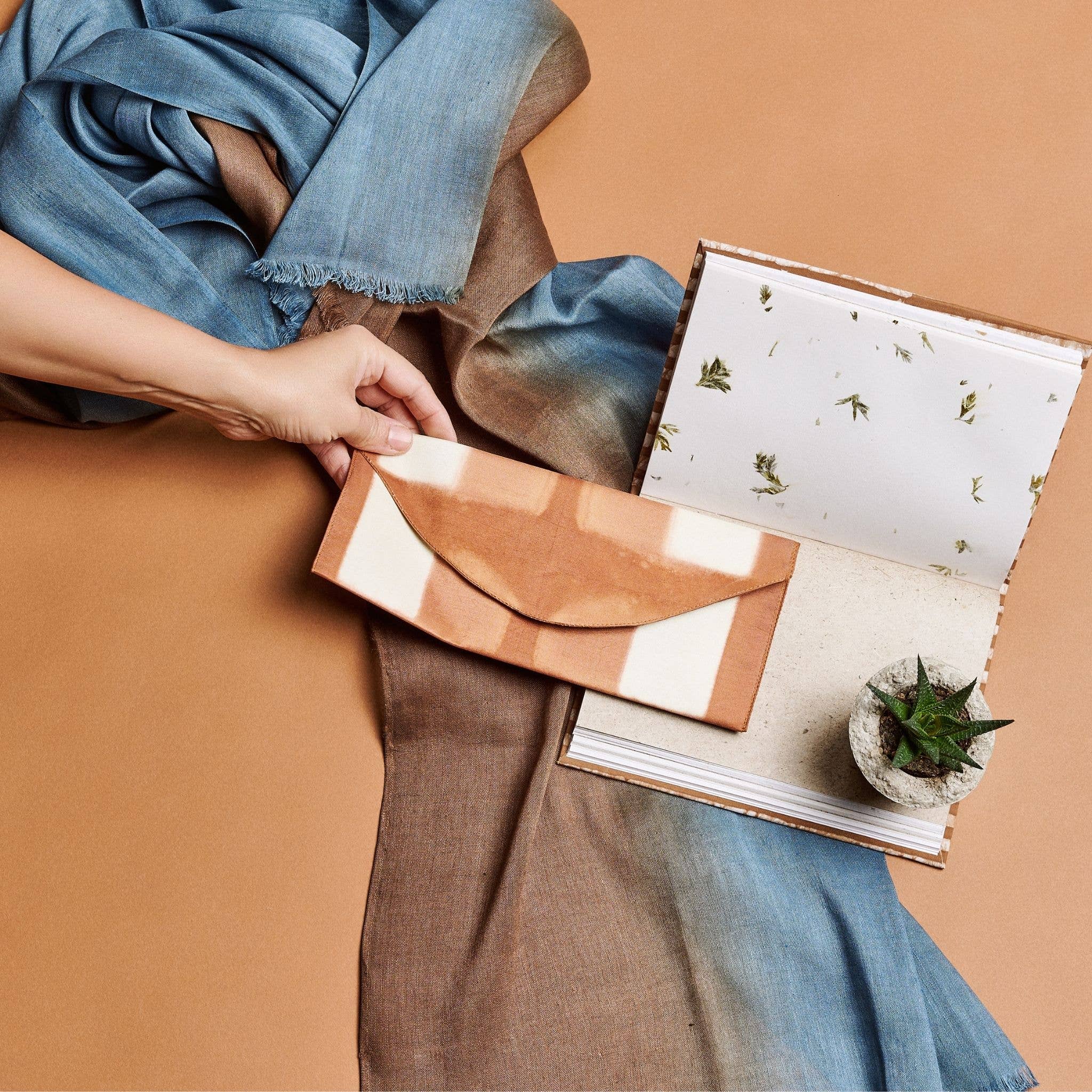 Variously - Wholesale Pouch - Women's - Melo Gold Mulberry Silk Shibori Modern Artisanal Pouch8