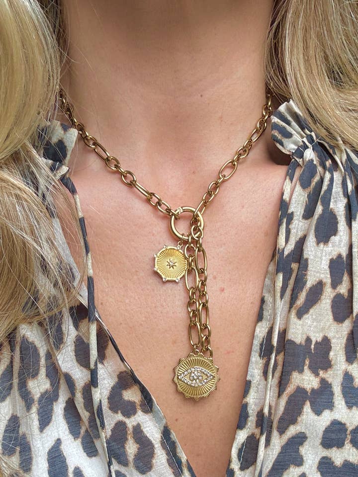 The Iconic Evil Eye Gold Plated Waterproof Necklace for wholesale by Wild Spirit London