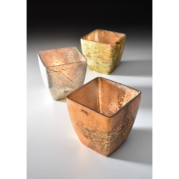 Namaste – wholesale Candle holder – Square Foiled Glass Votive Holder