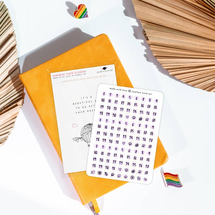 Swallow Wind Art - Wholesale Sticker - Sticker Sheet - Functional Date Dot Journal Stickers6