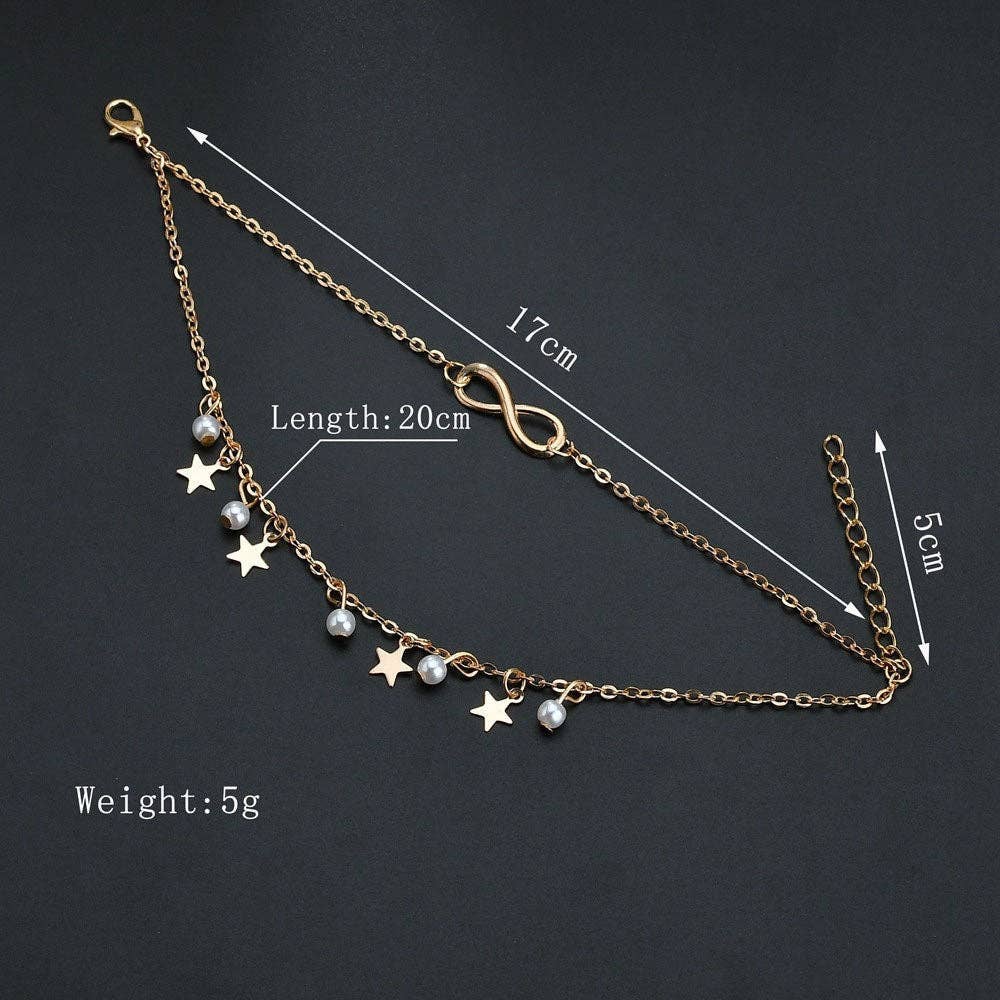 Perimade & Co. LLC - Wholesale Anklet - Star Mobius Layered Ankle Bracelet Anklet in Solid Copper4