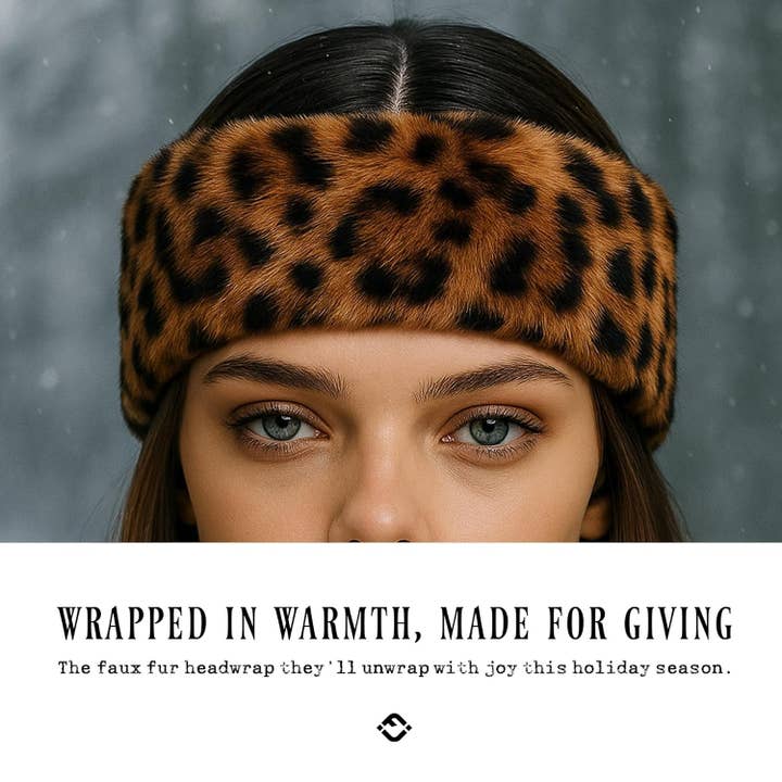 Funky Junque - Wholesale Fashion Headband - Women's - Faux Fur Lined Winter Headband - Leopard - Latte5