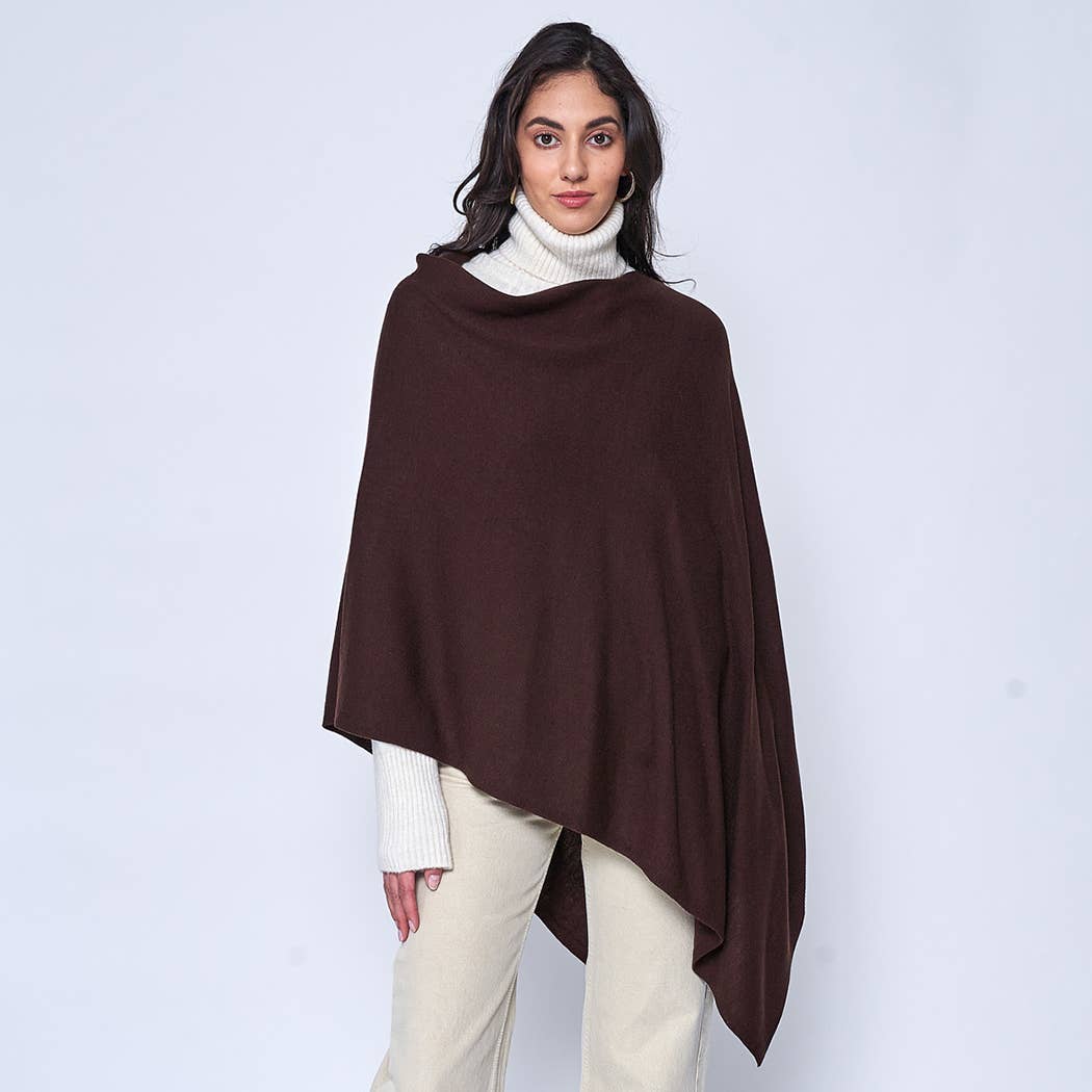Fashion City – Engroshandel Poncho - Dame – Mørk Tone Solid Diamond Shape Tørklæde Poncho14