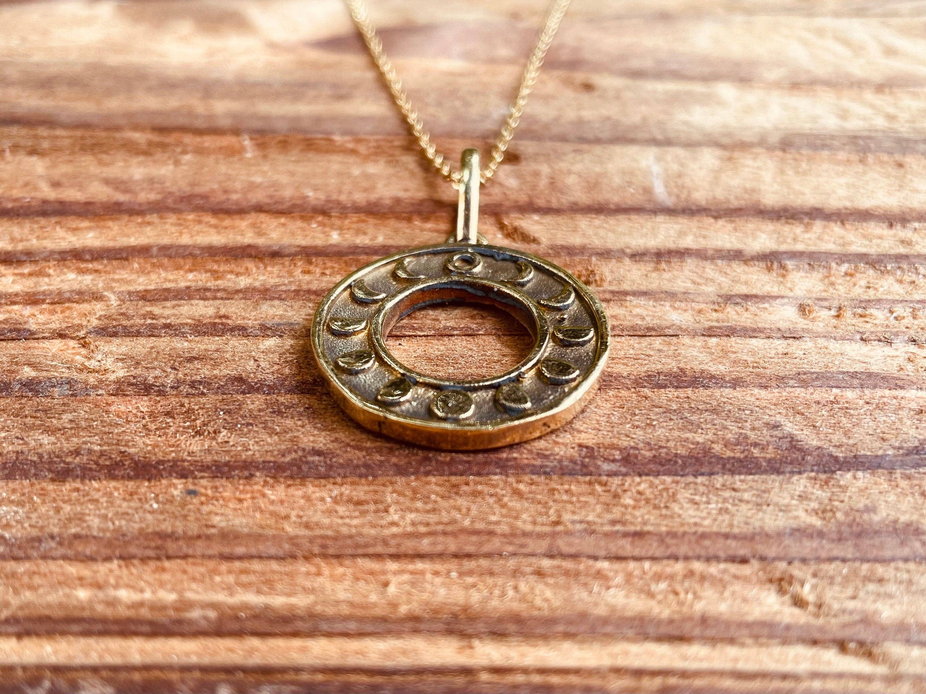 Kaali Boutique - Wholesale Pendant/Charm Necklace - Lunar Calendar Necklace / Moon Phases / Hypoallergenic / Gold / Yoga / Reiki / Boho / Hippie / Rustic / Ethnic / Crystals / Third Eye /2