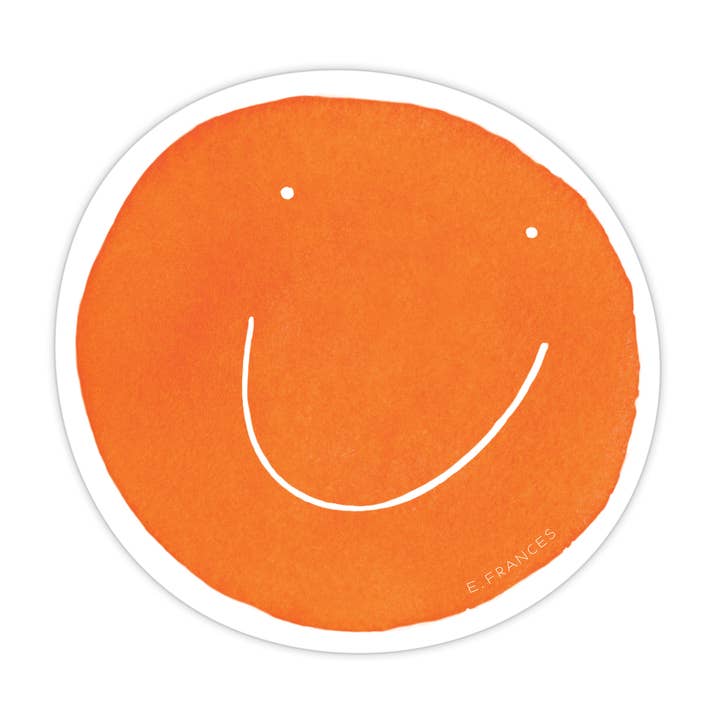 Orange Smiley Sticker for wholesale by E. Frances Paper