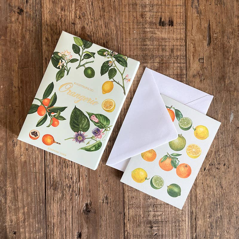 Koustrupco - Wholesale Stationery/Notecard Set - Cardfolder Orangerie - 8 cards w/envelopes (german)2