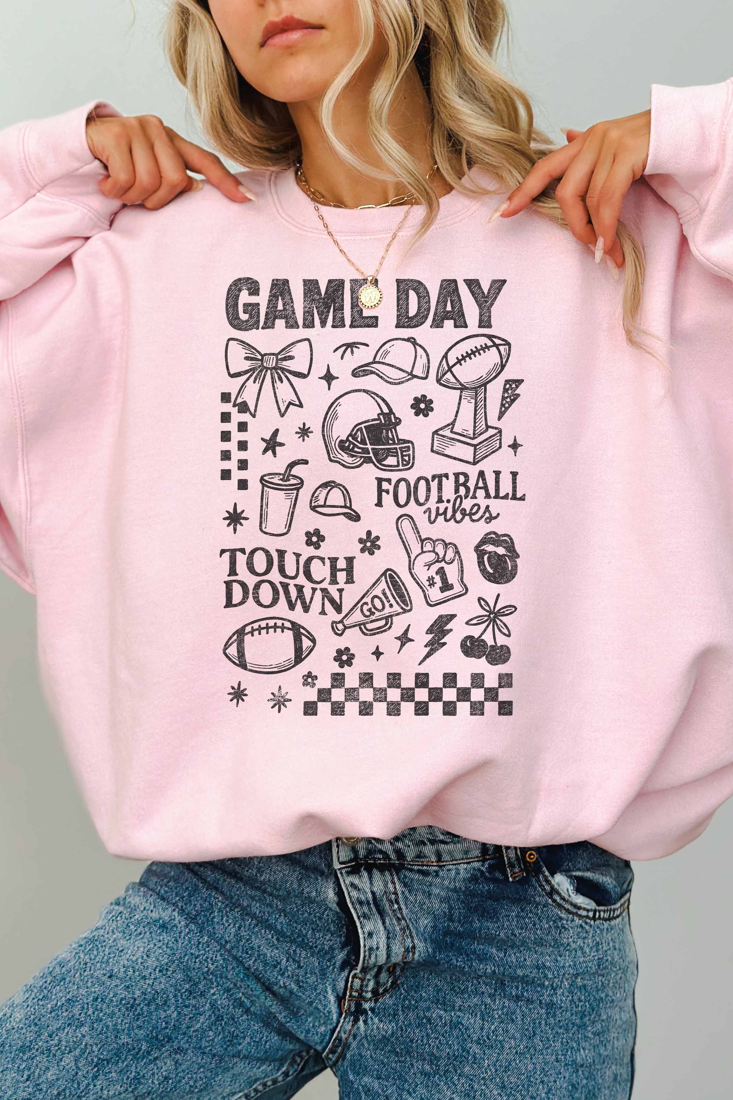 GOOD DAY STREET - Wholesale Graphic Sweatshirt - Women's - [G2206X-OSS] GAME DAY OVERSIZED SWEATSHIRT1