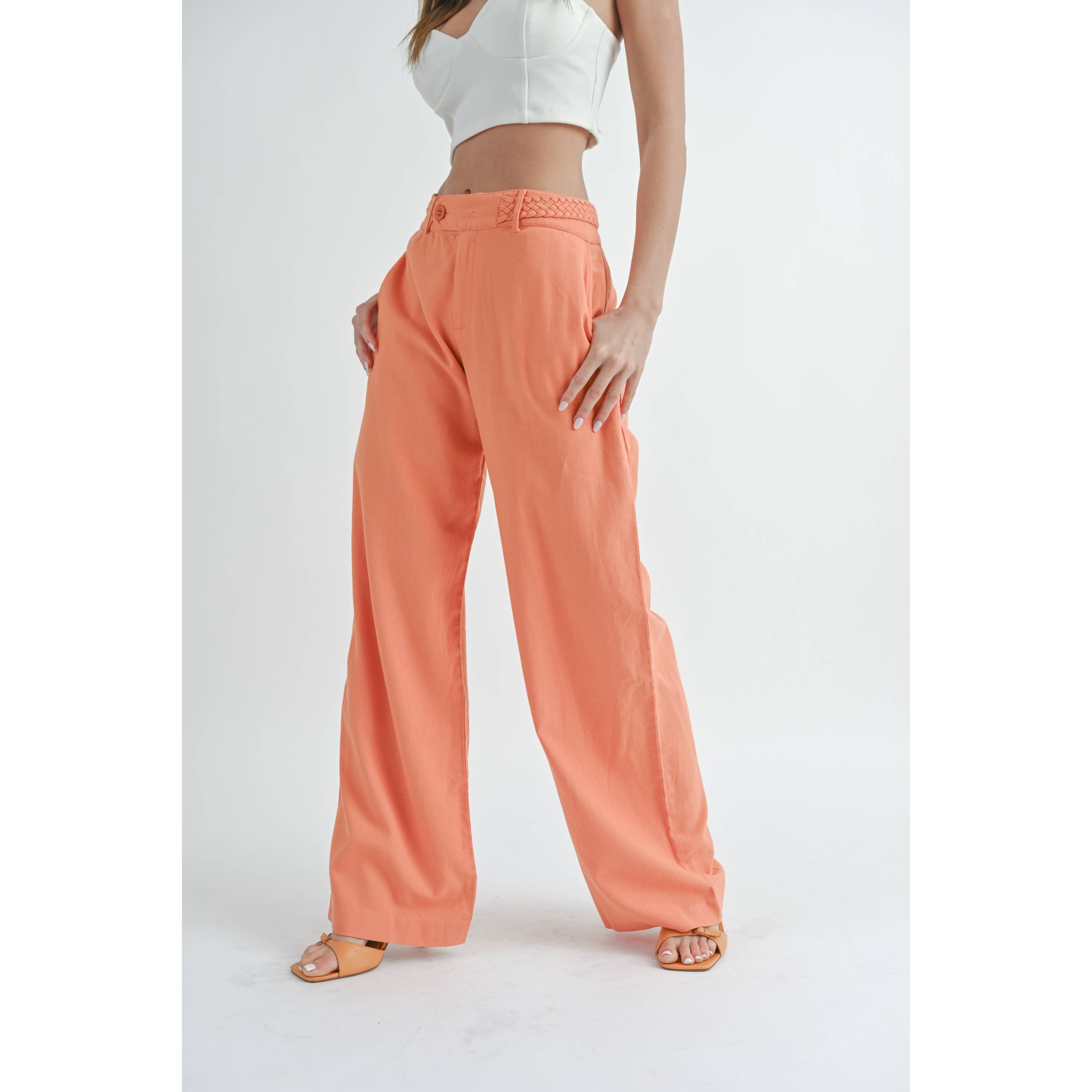 Peace Love Line – Großhandel Hose – Damen – PL1807 - LANGE LEINENHOSE MIT TASCHEN17