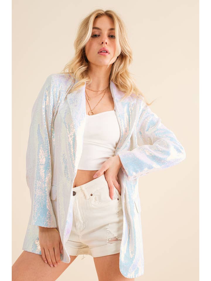 IRISEREND WIT 22725J - Blazerjack met iriserende pailletten voor één vriendje voor groothandel op Faire