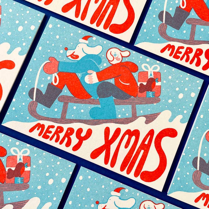YUK FUN – wholesale Christmas card – YUK FUN Christmas Card - Merry Xmas Sledgers1