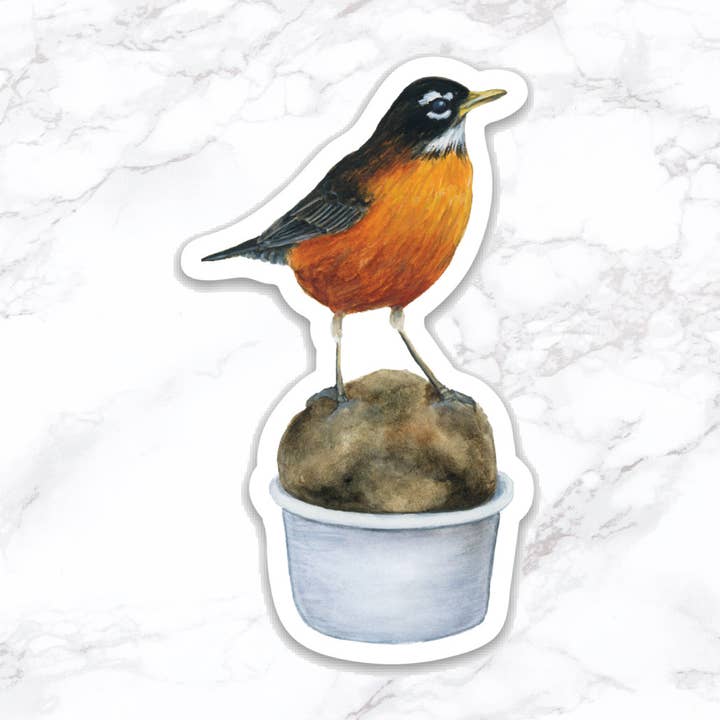 Roodborstje met ijssticker voor wholesale door Alasse