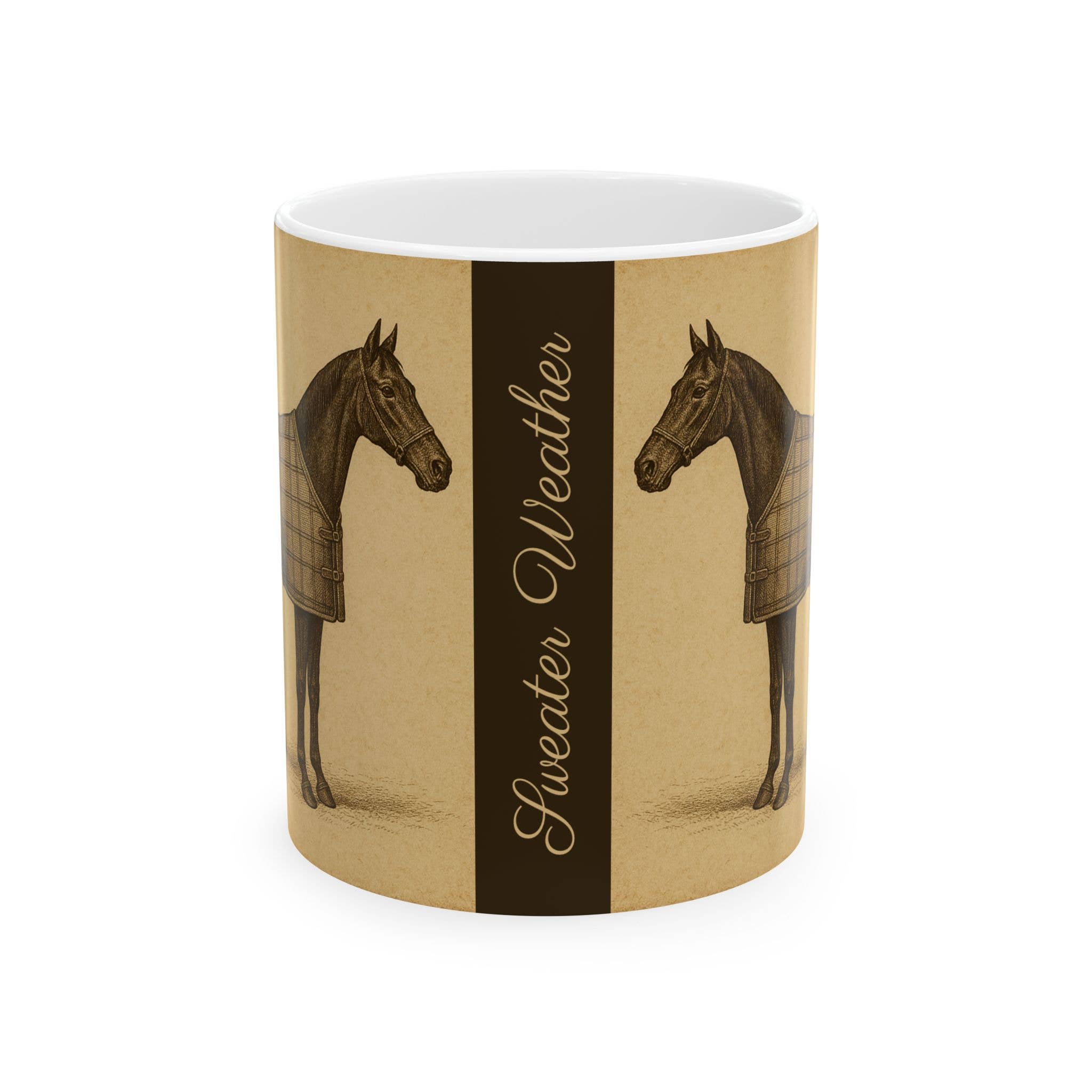 Equine & Design, LLC - Wholesale Coffee Mug - "Sweater Weather" Vintage Equestrian Ceramic Coffee Cup1