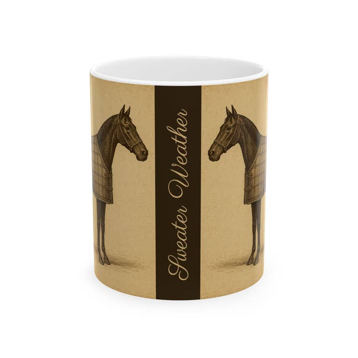 Equine & Design, LLC - Wholesale Coffee Mug - "Sweater Weather" Vintage Equestrian Ceramic Coffee Cup1