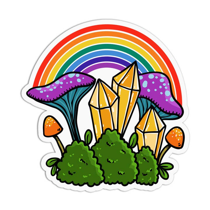 Canna Mushroom & Crystal Textured Stickers for wholesale by Girls Printing House