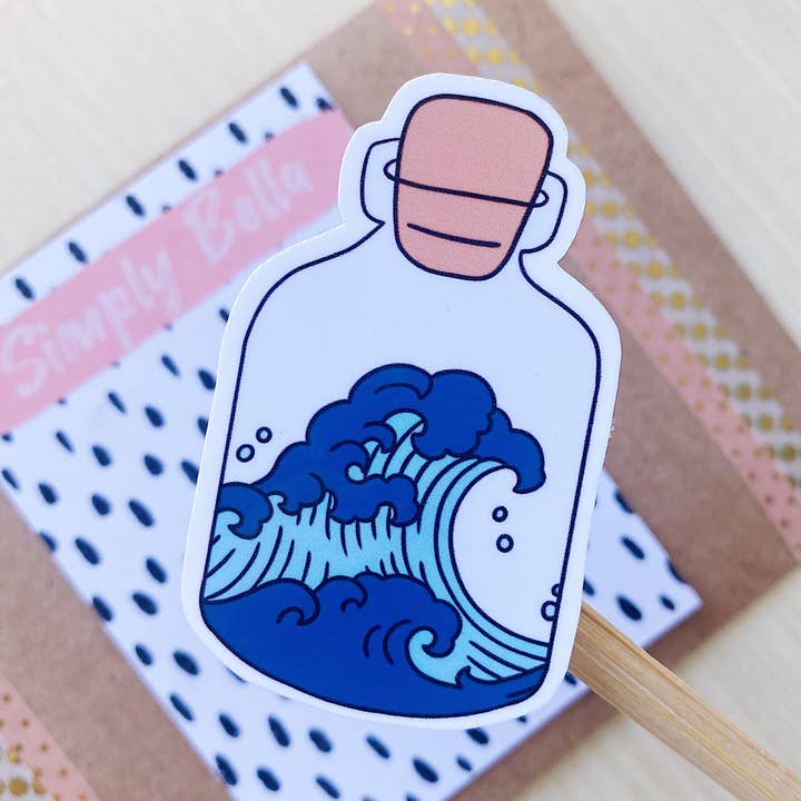 Autocollant imperméable à l'eau Great Wave pour la vente par Simply Bella Handmade