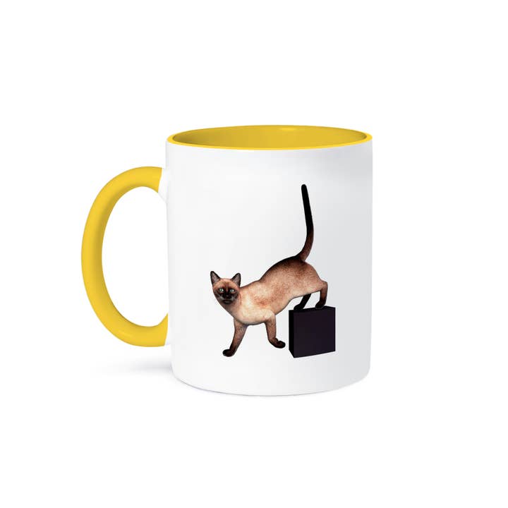 3dRose - Wholesale Coffee Mug - 3dRose, A siamese cat stepping down to its right from a cube, Mug