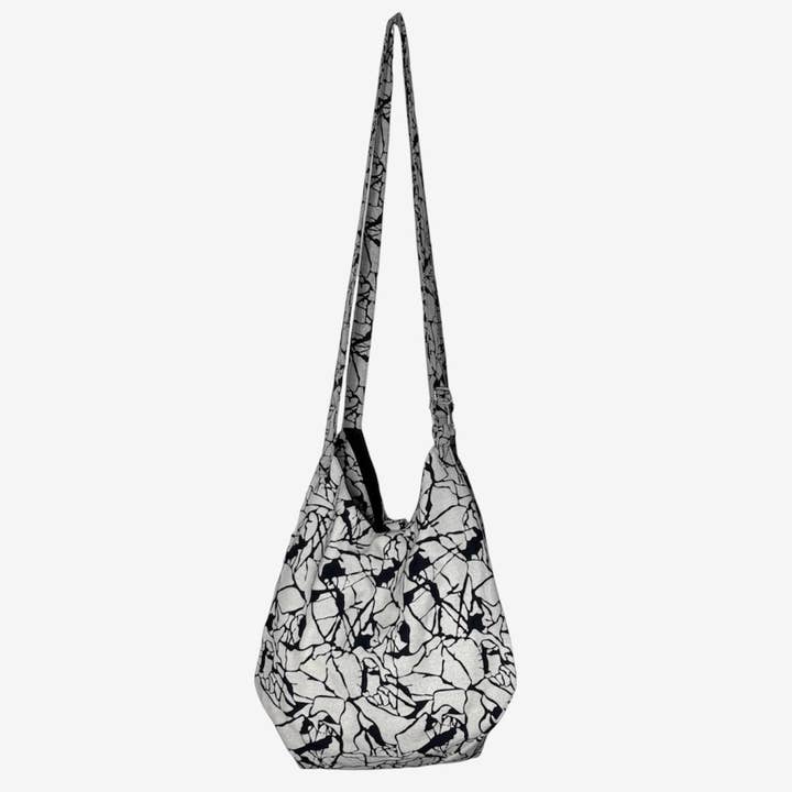Black Gray Thai Cotton Bag - Marble for wholesale on Faire