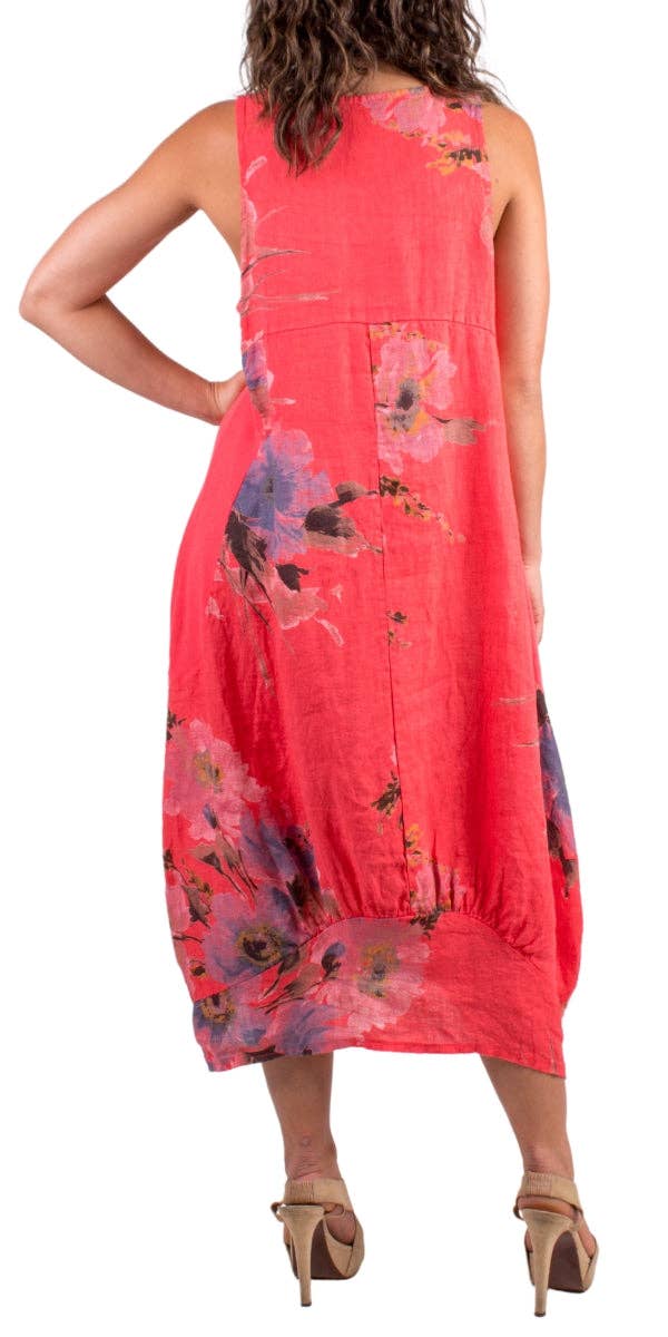 Gigi Moda - Wholesale Dress - Women's - Floral Linen Sleeveless Dress4