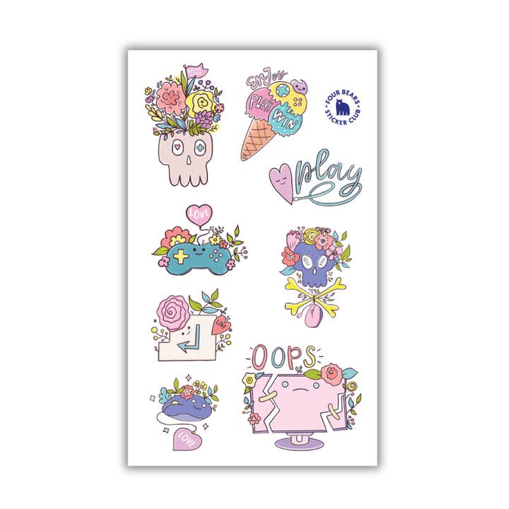Floral Gamer voor wholesale door Four Bears Sticker Club